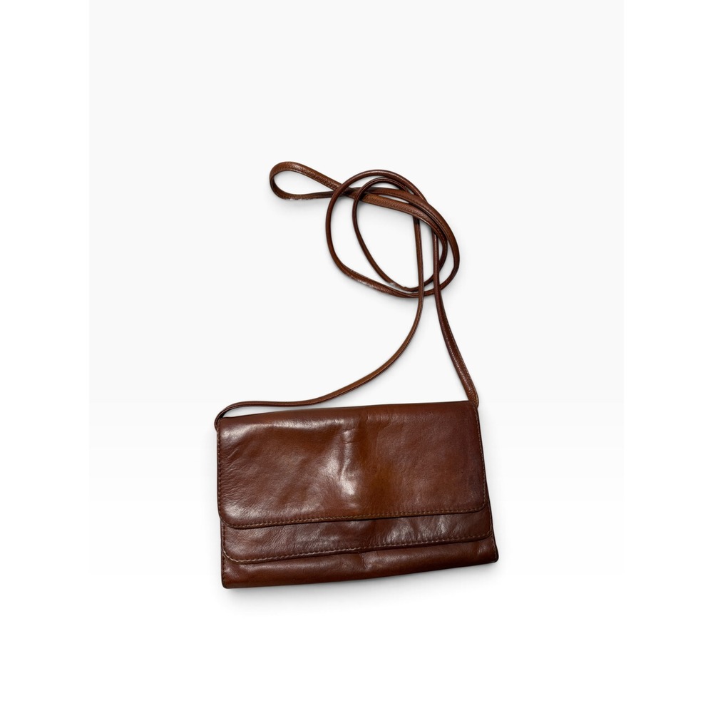 Vintage Koren Ray Brown Leather Crossbody Mini Bag Minimalist Wallet Purse